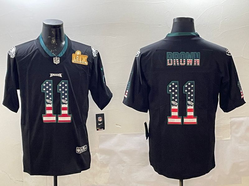 Men Philadelphia Eagles #11 Brown Black National Flag 2025 Nike Vapor Limited NFL Jersey style 5->ncaa teams->NCAA Jersey